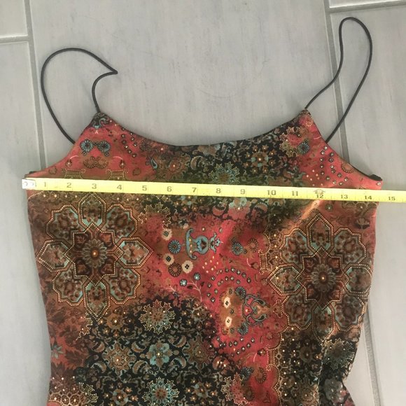 Vintage Byer Too! Mesh Paisley Floral Midi Slip Dress Medium - Picture 7 of 11